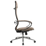 Кресло офисное МЕТТА "L1m 42", хром, сиденье и спинка мягкие, велюр, бежевое — изображение 8