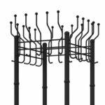 Вешалка на колесах на 20 крючков с держателем для зонтов "Гардикс-4К", металл, черная — изображение 2