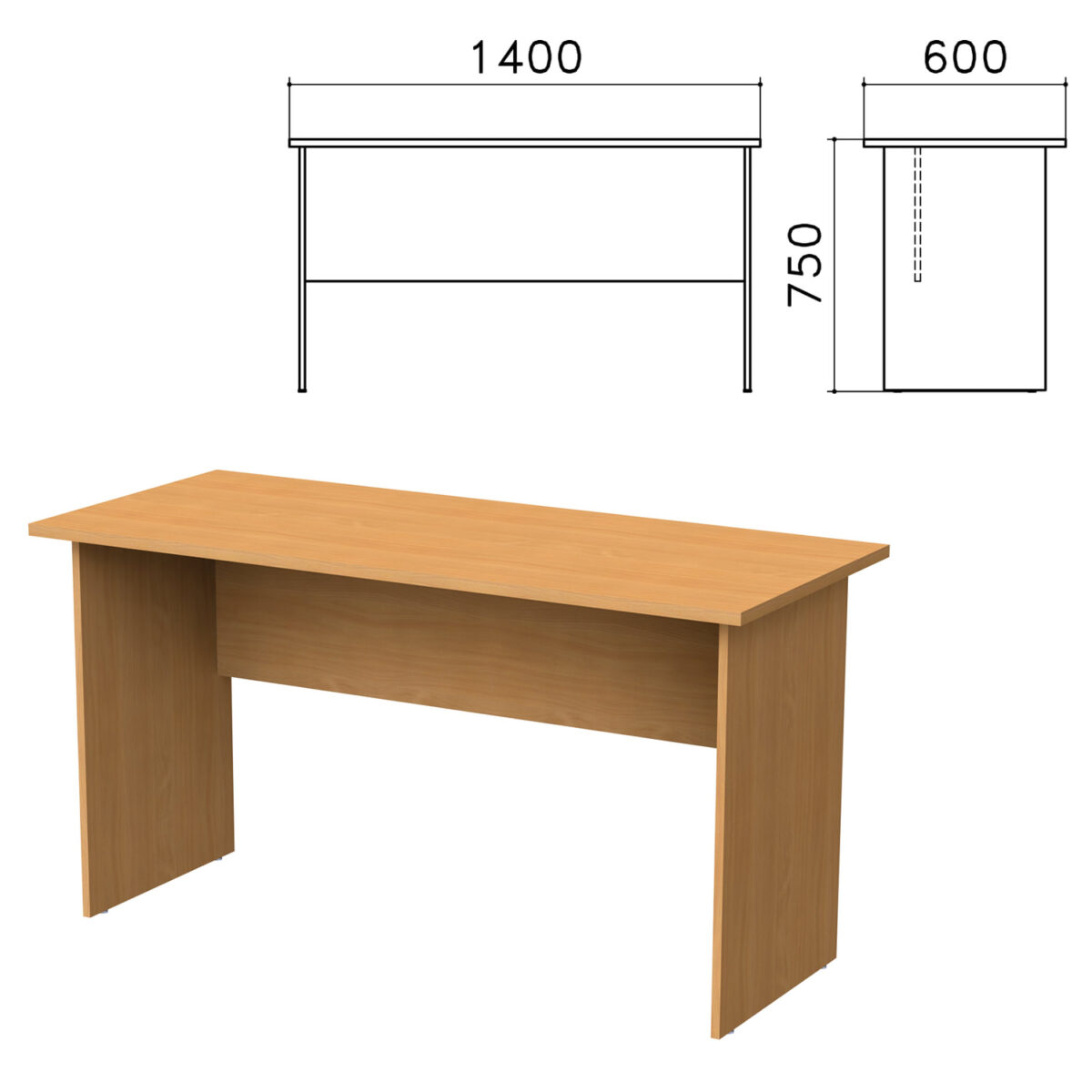 Стол письменный "Монолит", 1400х600х750 мм, цвет бук бавария, СМ22.1 — изображение 1
