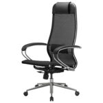 Кресло офисное МЕТТА "К-12", хром, ткань-сетка, сиденье и спинка регулируемые, черное — изображение 11