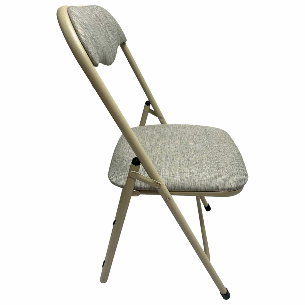 Стул складной для дома и офиса РС04, бежевый перламутровый каркас, рогожка бежевая — изображение 4