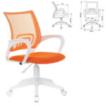 Кресло BRABIX "Fly MG-396W", с подлокотниками, пластик белый, сетка, оранжевое, 532401, MG-396W_532401 — изображение 2