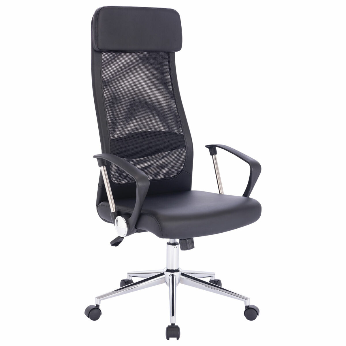 7bf144e9e8b88e7ac7b8f0eb3aa7488e_xl Кресло офисное BRABIX "Flight R EX-541", хром, экокожа, сетка, черное, 532516 — изображение 1