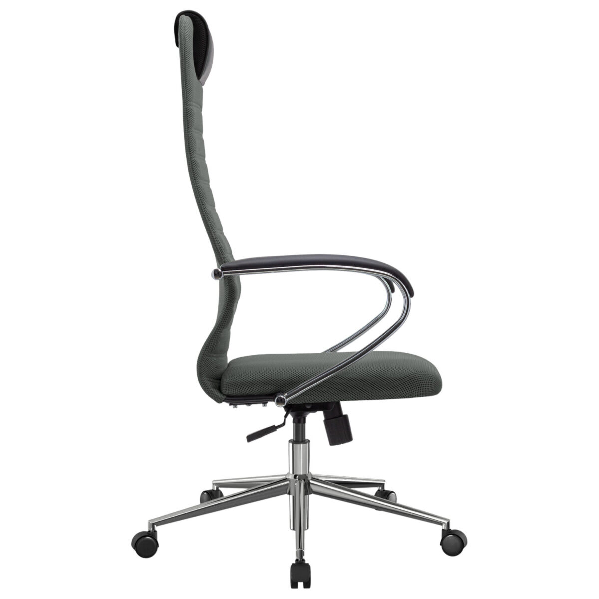 Кресло офисное МЕТТА "SU-B-10" хром, ткань-сетка, сиденье и спинка мягкие, темно-серое — изображение 4