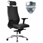 Кресло офисное МЕТТА "SAMURAI" KL-3, с подголовником, экокожа, черное