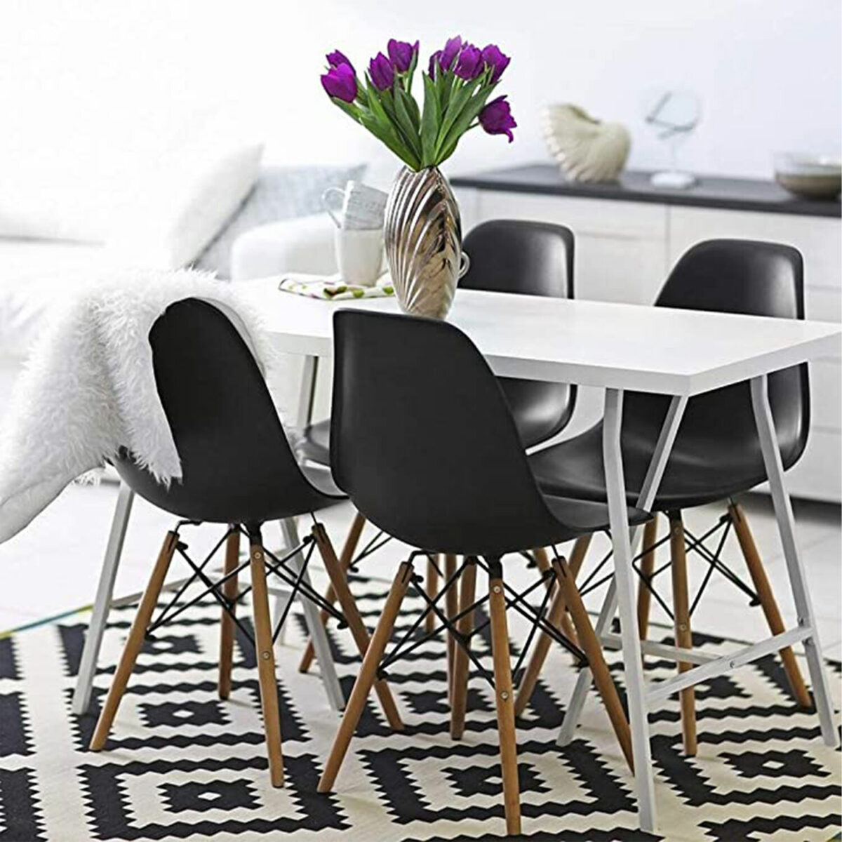 Стулья BRABIX "Eames CF-010", КОМПЛЕКТ 4 шт., пластик черный, опоры дерево/металл, 532631, 2033A — изображение 14