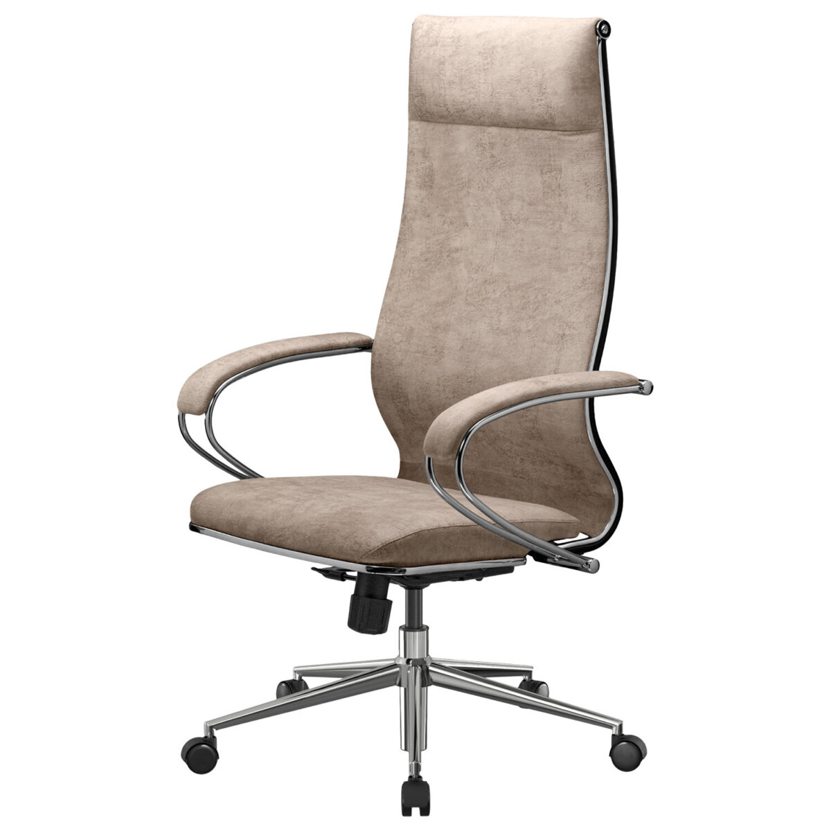 Кресло офисное МЕТТА "L1m 42", хром, сиденье и спинка мягкие, велюр, бежевое — изображение 12