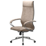 Кресло офисное МЕТТА "L1m 42", хром, сиденье и спинка мягкие, велюр, бежевое — изображение 12