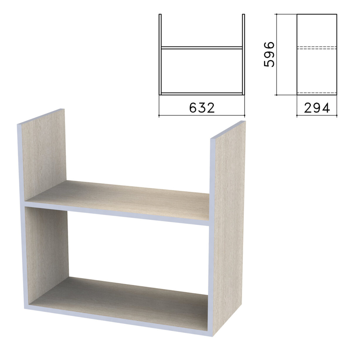 Полка навесная настенная "Бюджет", 632х294х596 мм, дуб шамони светлый, 402668-430 — изображение 1
