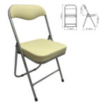 Стул складной для дома и офиса РС04К комфорт, серебристый каркас, кожзам бежевый — изображение 2