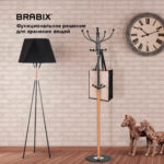 Вешалка-стойка BRABIX "CR-318", металл/мрамор, 1,8 м, на диске диаметром 36 см, 5 крючков+4 дополнительных, орех, 601743 — изображение 9