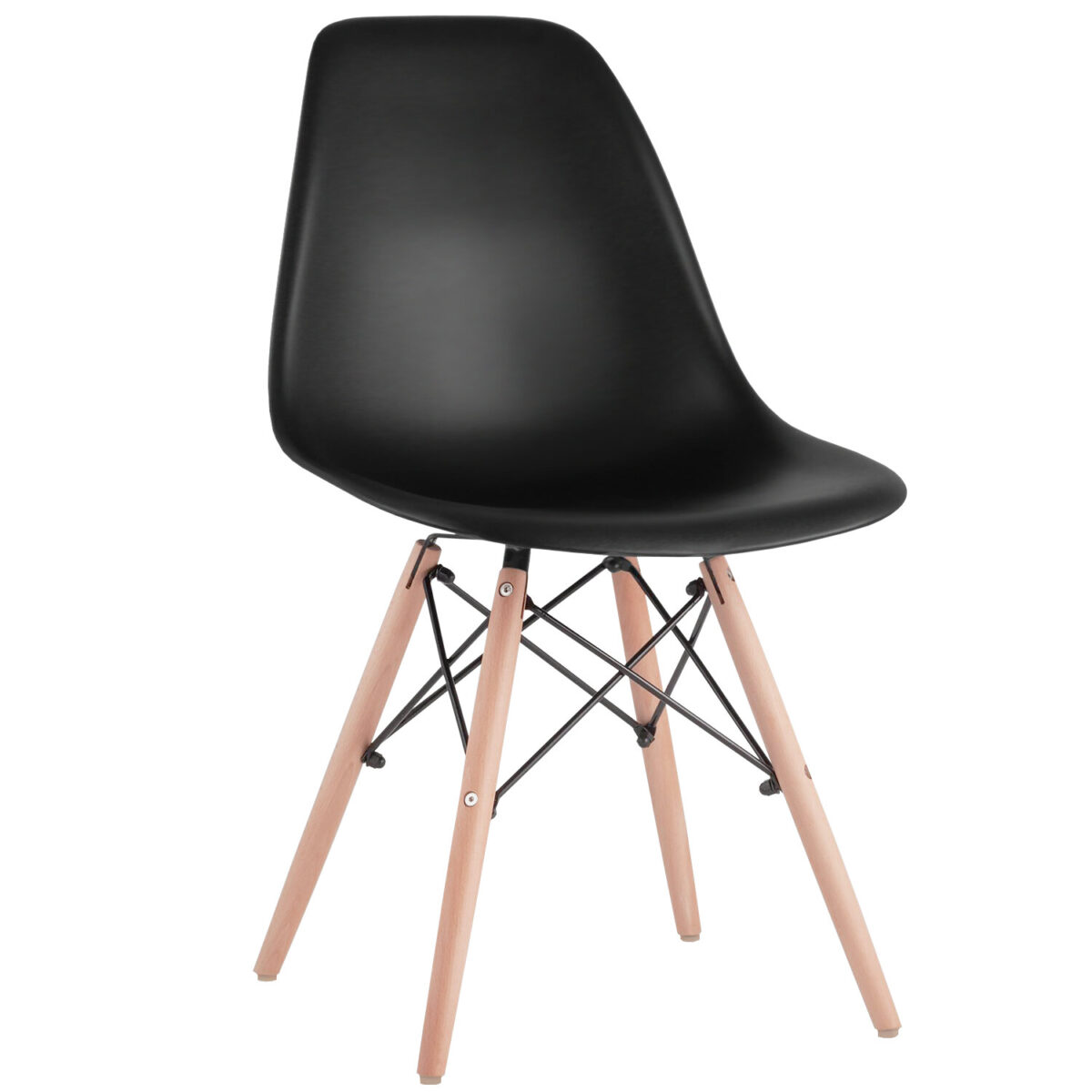 Стулья BRABIX "Eames CF-010", КОМПЛЕКТ 4 шт., пластик черный, опоры дерево/металл, 532631, 2033A — изображение 2