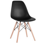 Стулья BRABIX "Eames CF-010", КОМПЛЕКТ 4 шт., пластик черный, опоры дерево/металл, 532631, 2033A — изображение 2