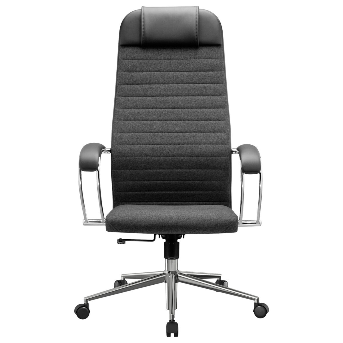 Кресло офисное МЕТТА "К-27" хром, ткань, сиденье и спинка мягкие, серое — изображение 6