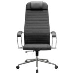 Кресло офисное МЕТТА "К-27" хром, ткань, сиденье и спинка мягкие, серое — изображение 6