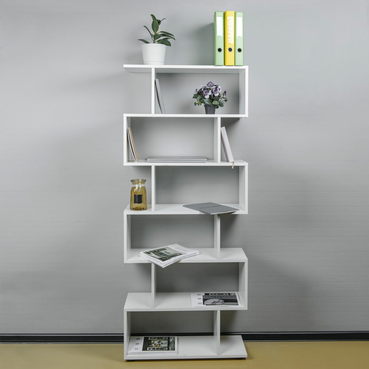 Стеллаж BRABIX "Scandi SH-008", 730х250х1760 мм, 6 секций, ЛДСП, белый, 641897, ЦБ013658-1 — изображение 2