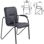 Кресло для приемных и переговорных BRABIX "Samba CF-107", черный каркас, кожзам черный, собранное, 533189 — изображение 2