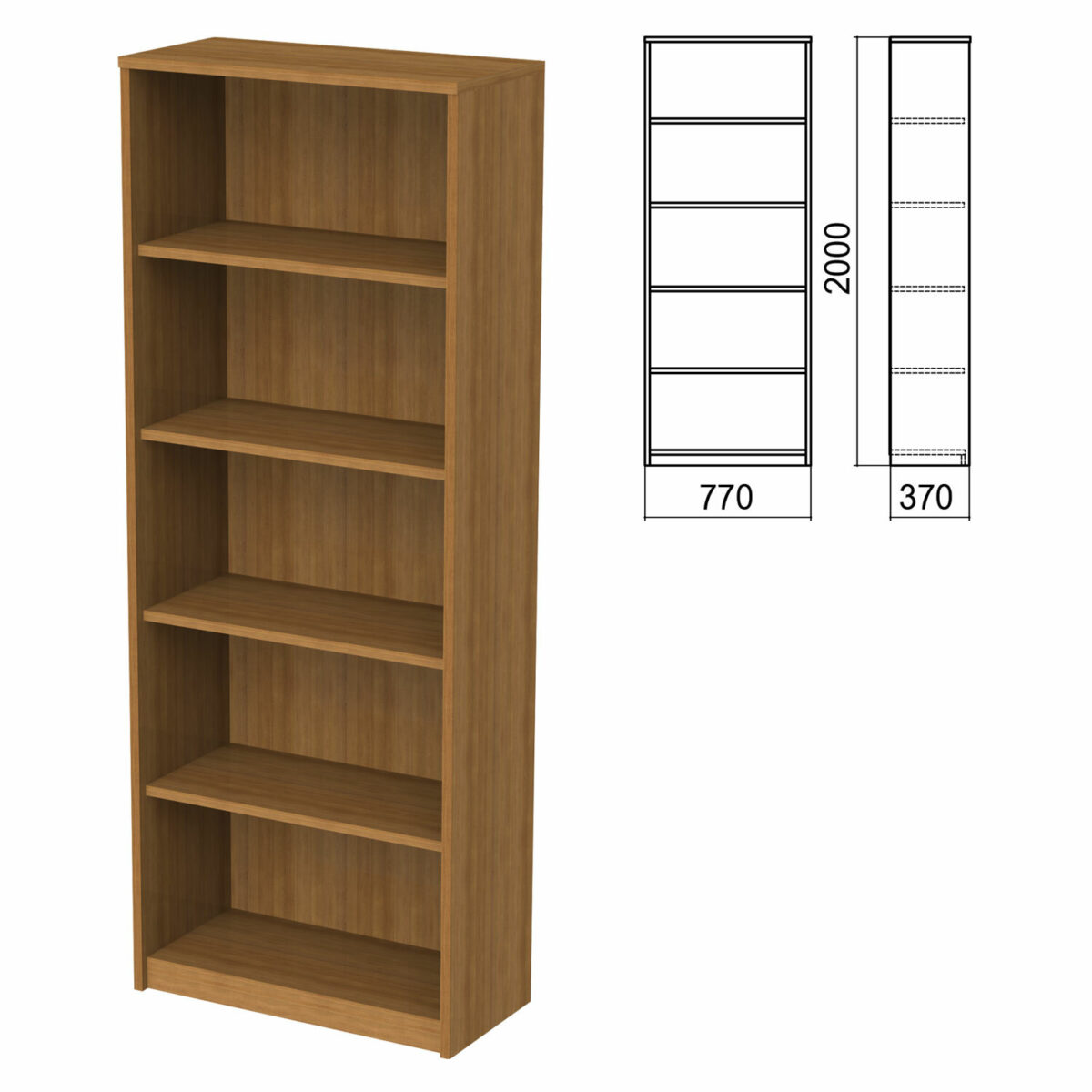 Шкаф (стеллаж) "Арго", 770х370х2000 мм, 4 полки, орех — изображение 1