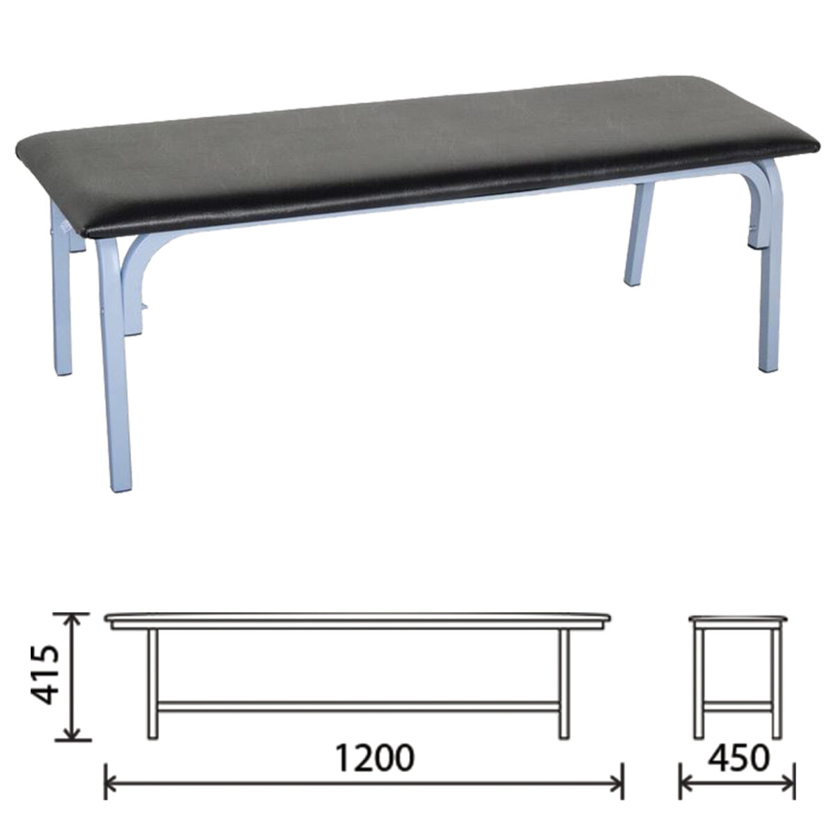 Банкетка без спинки "Астрид", 1200х450х415 мм, серый каркас, кожзам черный — изображение 1
