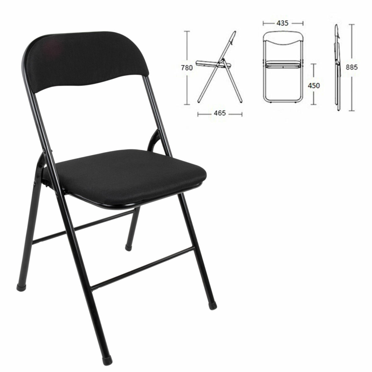 Стул складной BRABIX "Golf CF-007", чёрный каркас, чёрная ткань, гофрокороб, 533025 — изображение 3