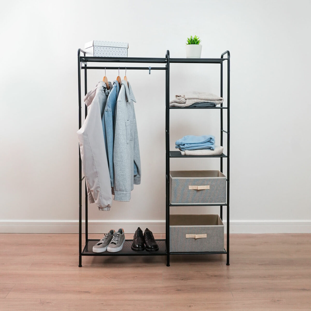 Вешалка-стеллаж "Валенсия-1", 1555х1090х300 мм, 7 полок, металл, черная, ГСВ1 Ч — изображение 4