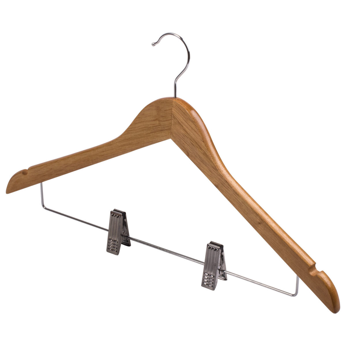 Вешалки-плечики, размер 48-50, КОМПЛЕКТ 3 шт., деревянная, клипсы для брюк, цвет сосна, BRABIX "Стандарт", 601170 — изображение 3