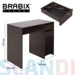 Стол письменный/компьютерный BRABIX "Scandi CD-017", 900х450х750 мм, 2 ящика, венге, 641896, ЦБ013706-3 — изображение 25