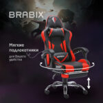 Кресло компьютерное BRABIX "Dexter GM-135", подножка, две подушки, экокожа, черное/красное, 532799 — изображение 21