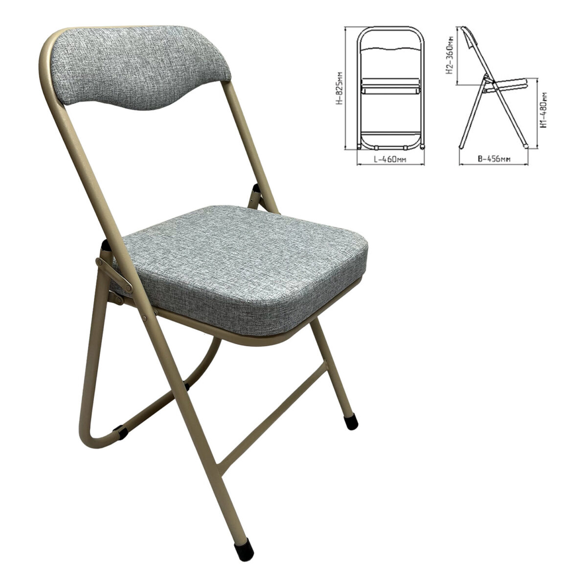 Стул складной для дома и офиса РС04К комфорт, бежевый перламутровый каркас, рогожка бежевая — изображение 2