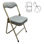 Стул складной для дома и офиса РС04К комфорт, бежевый перламутровый каркас, рогожка бежевая — изображение 2