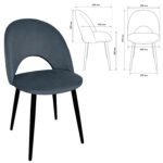 Стулья КОМПЛЕКТ 2 шт., "Luna CF-070", велюр серый, каркас металлический, усиленный, черный, BRABIX, 532770 — изображение 2