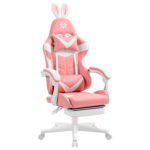 Кресло компьютерное DEFENDER "Irifi", 2 подушки, подставка для ног, экокожа, розовое/белое, 64042