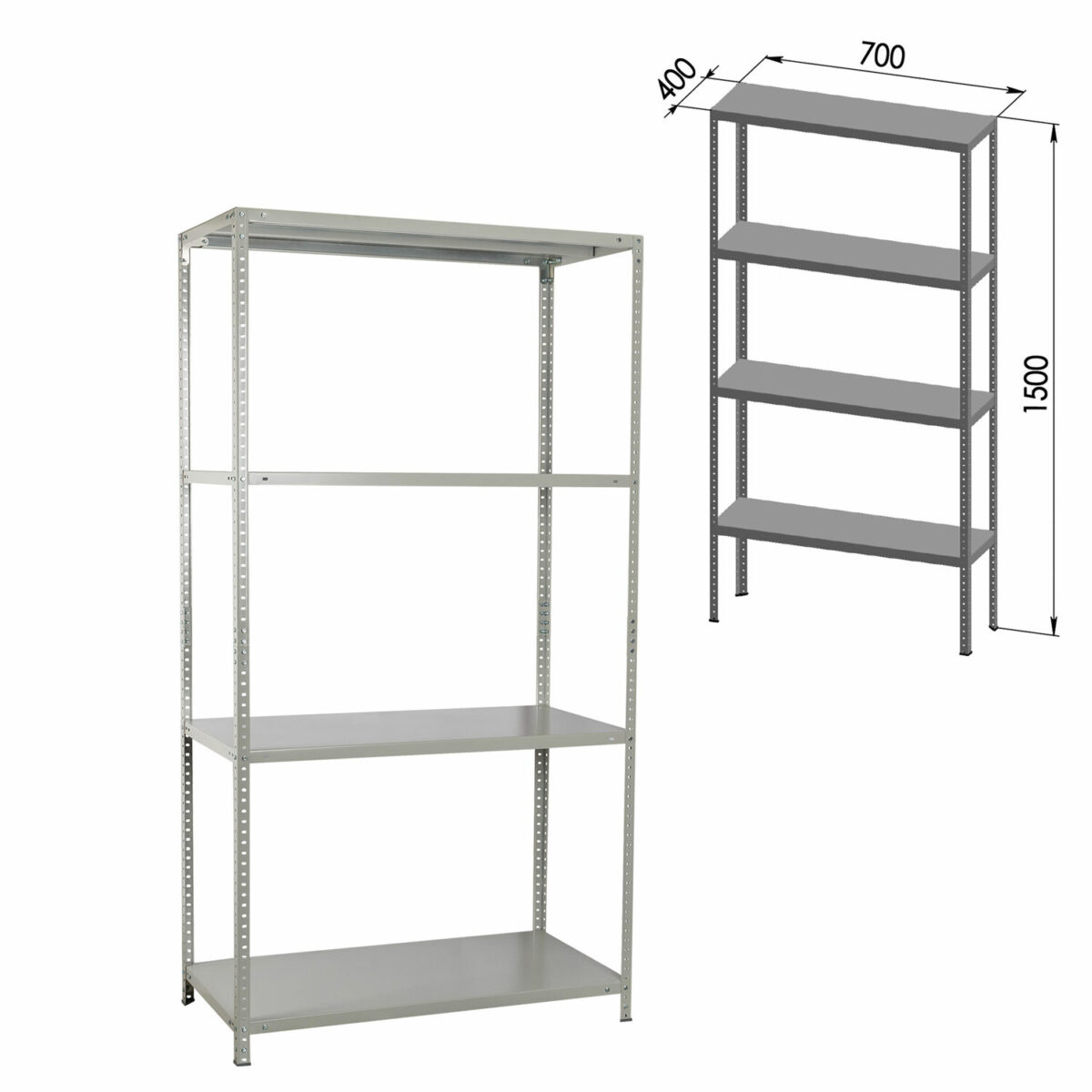 Стеллаж металлический BRABIX "MS-150/40/70-4", 1500х700х400 мм, 4 полки, 291101, S241BR044402 — изображение 3