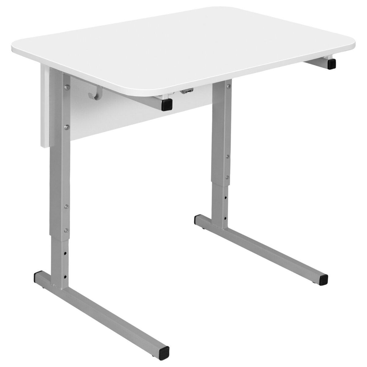 Стол-парта 1-местный регулируемый СУТ.54, 600х500х640-780 мм, рост 4-6, серый каркас, ЛДСП белая — изображение 1
