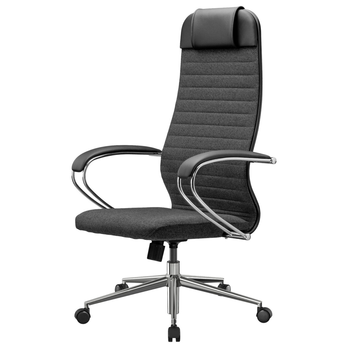 Кресло офисное МЕТТА "К-27" хром, ткань, сиденье и спинка мягкие, серое — изображение 12