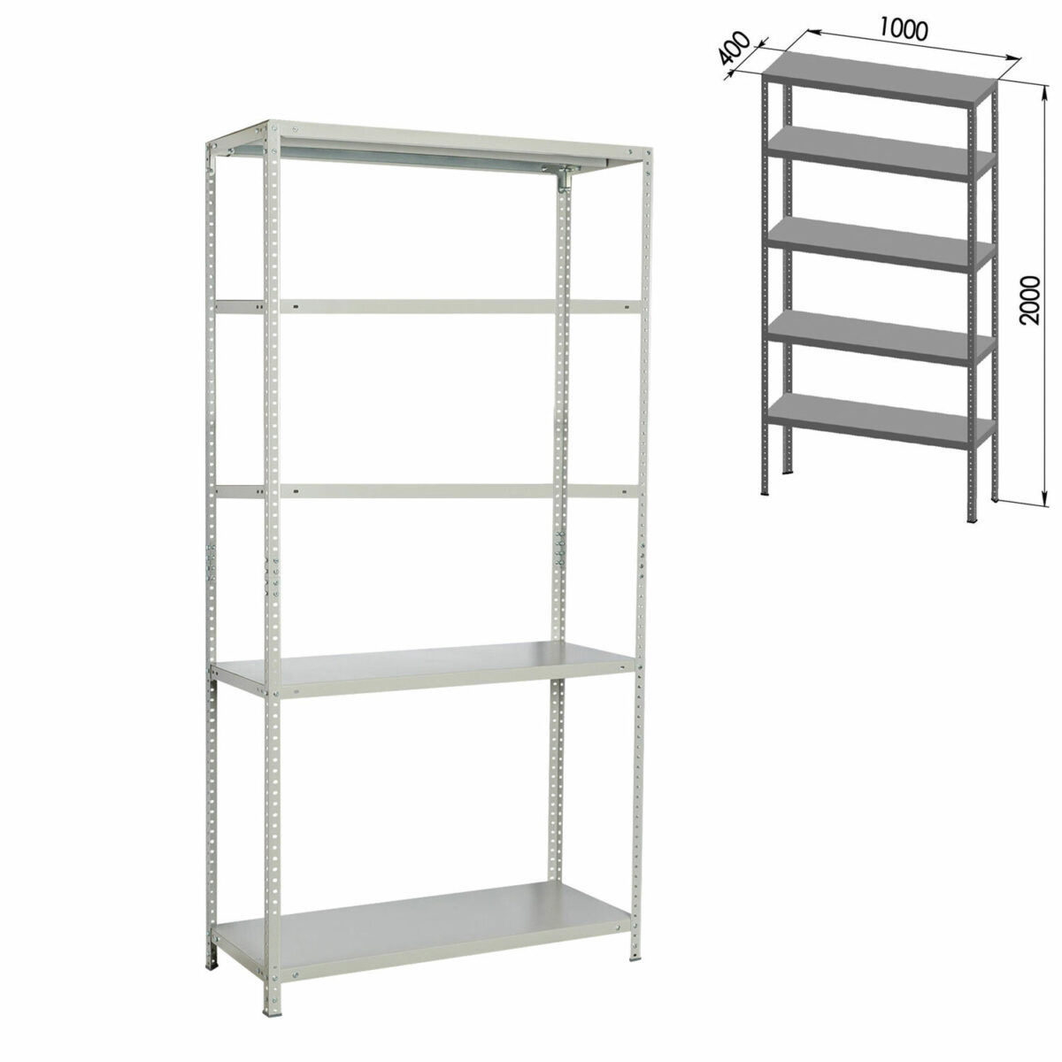 Стеллаж металлический BRABIX "MS Plus-200/40-5", 2000х1000х400 мм, 5 полок, регулируемые опоры, 291109, S241BR164502 — изображение 2