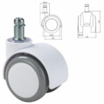 Колеса (ролики) BRABIX для кресла, прорезиненные, SLIM, КОМПЛЕКТ 5 шт., шток d 11 мм, белые, 533086 — изображение 2