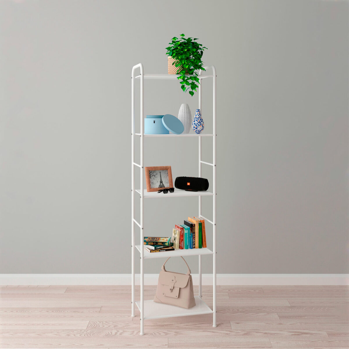 Стеллаж на металлокаркасе "Валенсия-15", 455х300х1555 мм, 5 полок, белый, СТВ15 Б — изображение 3