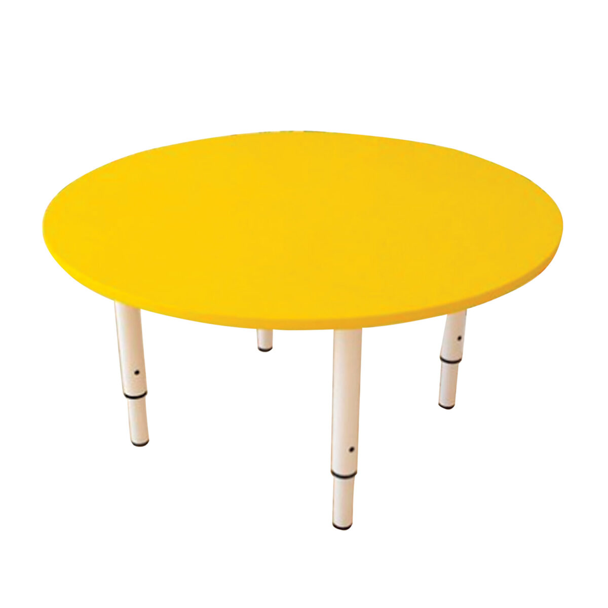 Стол детский круглый, 800х800х400-580 мм, регулируемый, рост 0-3 (85-145 см), пластик желтый, слоновая кость — изображение 1