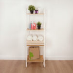 Стеллаж на металлокаркасе "Скандинавия-14", 450х385х1470 мм, 4 полки ЛДСП, белый/дуб, CТCП14 Б — изображение 4