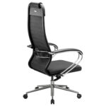 Кресло офисное МЕТТА "К-27" хром, ткань, сиденье и спинка мягкие, серое — изображение 10