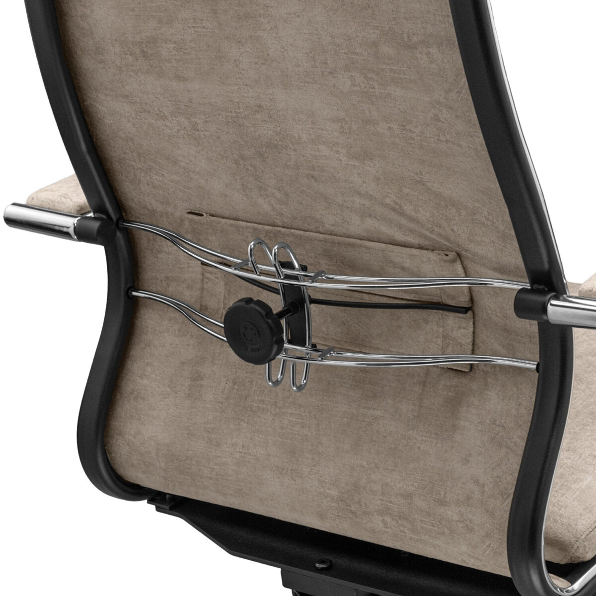 Кресло офисное МЕТТА "L1m 42", хром, сиденье и спинка мягкие, велюр, бежевое — изображение 13