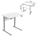 Стол-парта 1-местный регулируемый СУТ.54, 600х500х640-780 мм, рост 4-6, серый каркас, ЛДСП белая — изображение 3