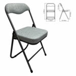Стул складной для дома и офиса РС04К комфорт, черный каркас, рогожка светло-серая — изображение 2