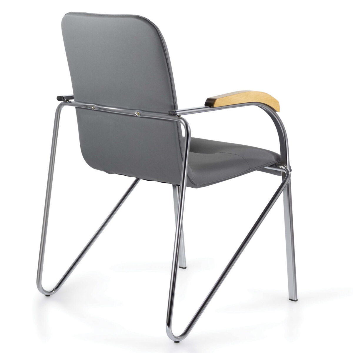 Кресло BRABIX "Samba CF-103", хром каркас, накладки "бук", кожзам серый, собрано, 532758 — изображение 5