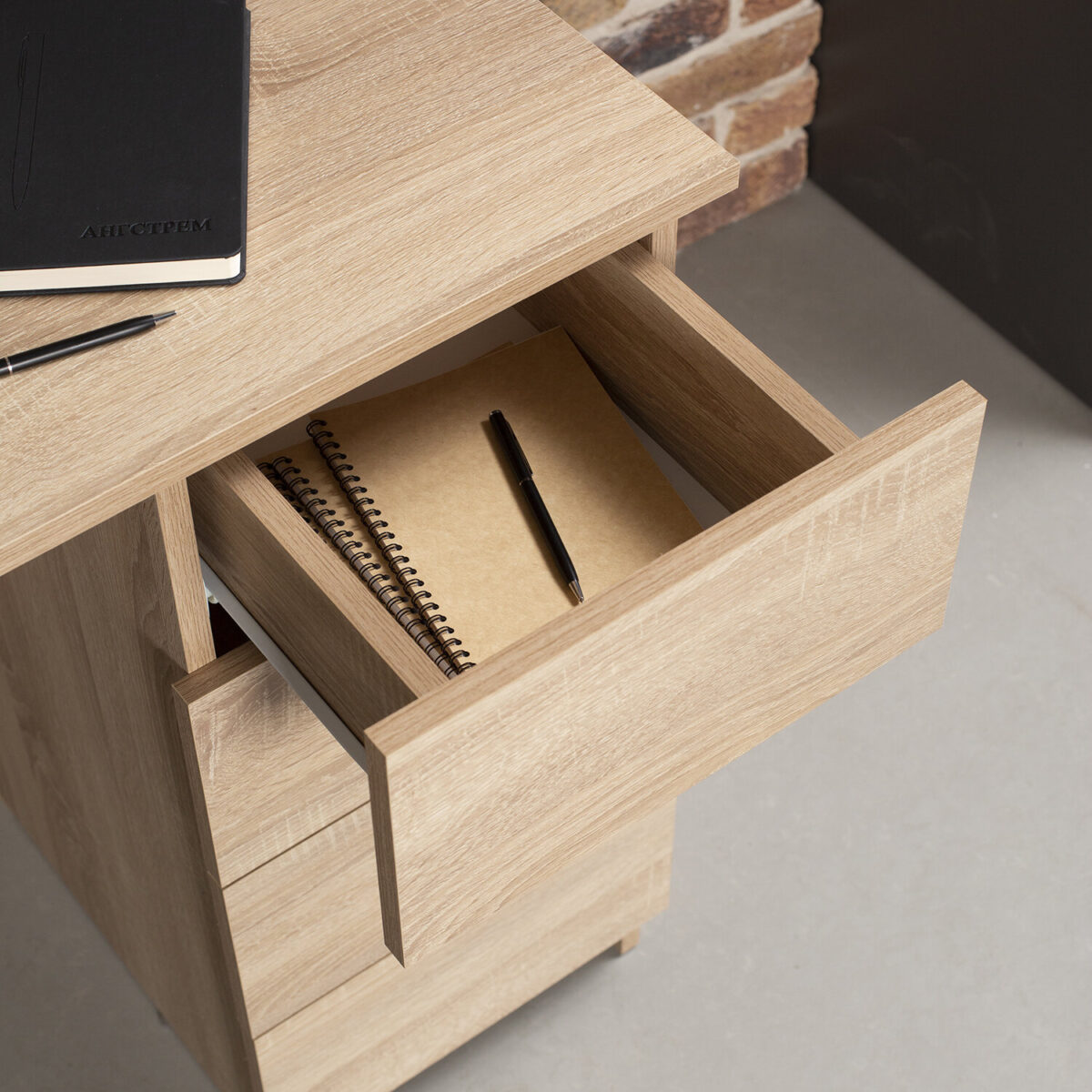 Стол письменный/компьютерный BRABIX "Scandi CD-016", 1100х500х750 мм, 4 ящика, дуб сонома, 641892, ЦБ013707-2 — изображение 8
