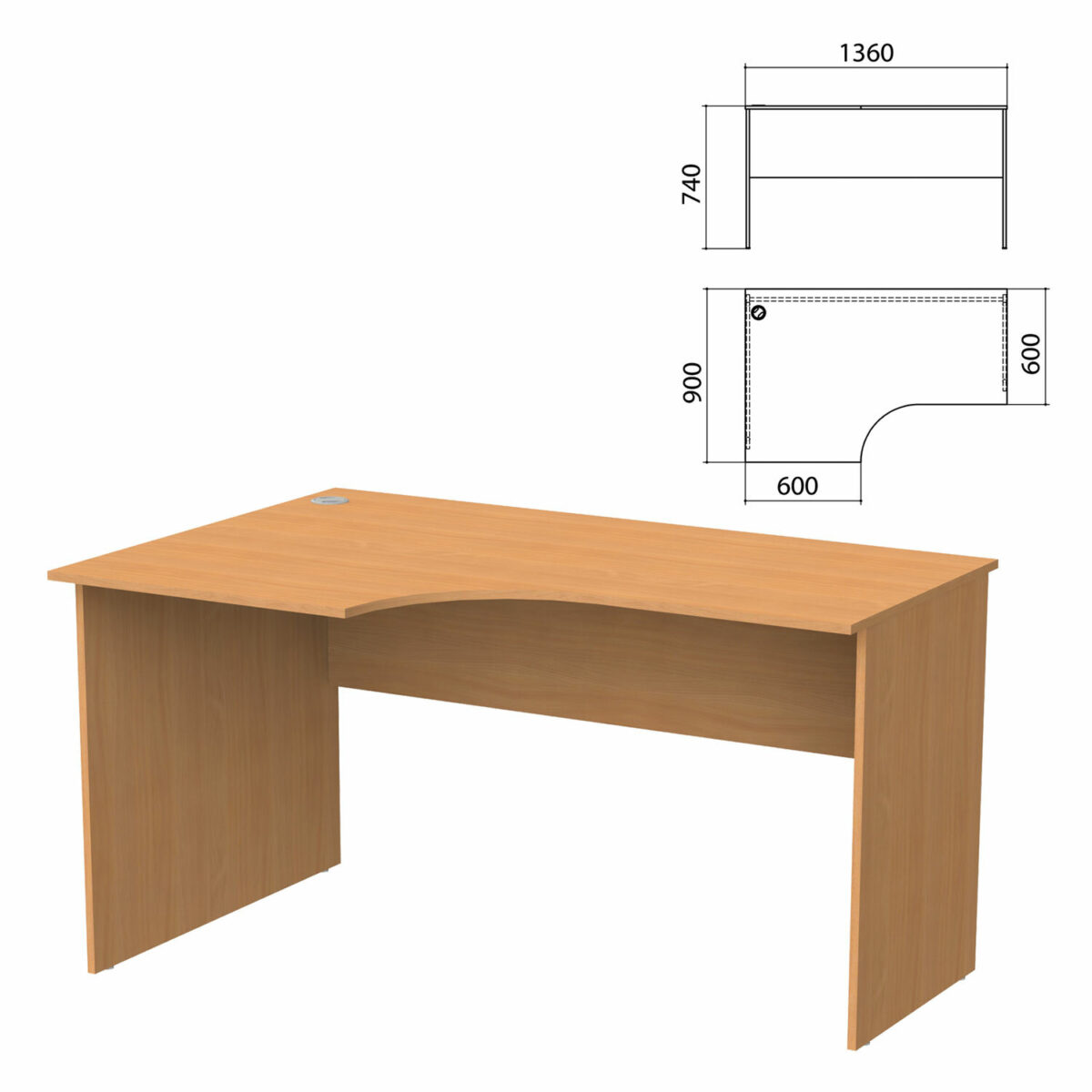 Стол письменный эргономичный "Бюджет" 1360х900х740 мм, левый, груша ароза, 402662-336 — изображение 1