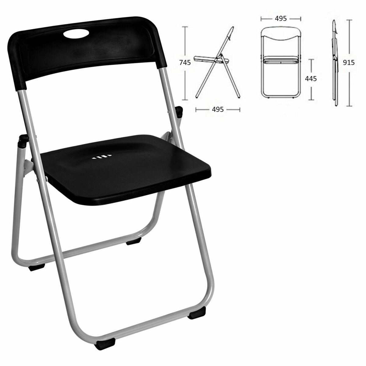 Стул складной BRABIX "Golf Lite CF-017", серебристый каркас, пластик чёрный, 532895 — изображение 2