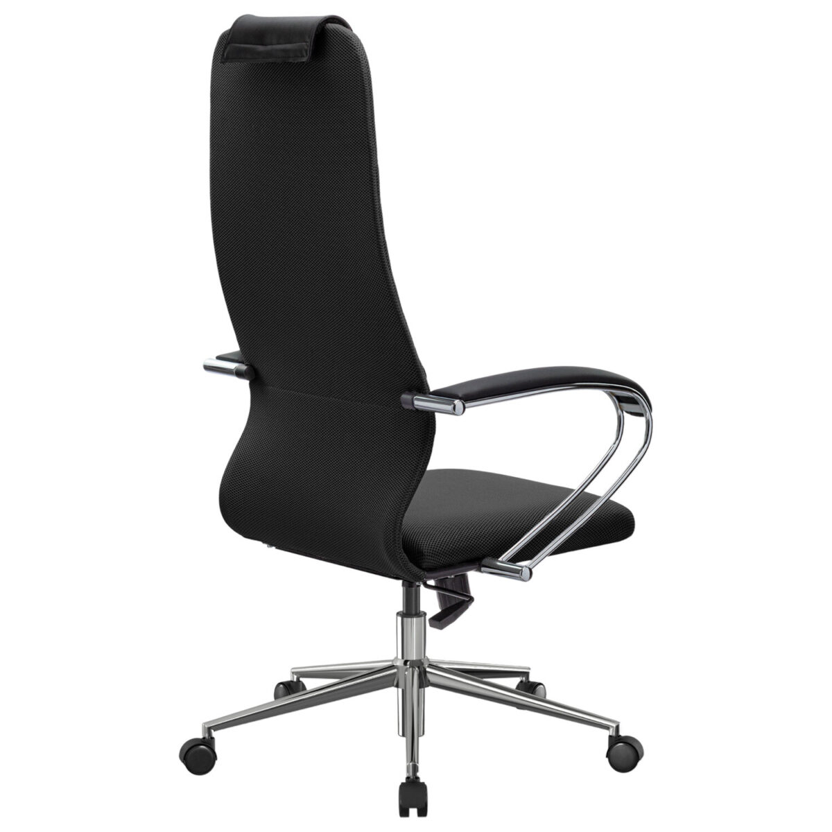 Кресло офисное МЕТТА "SU-B-10" хром, ткань-сетка, сиденье и спинка мягкие, черное — изображение 8