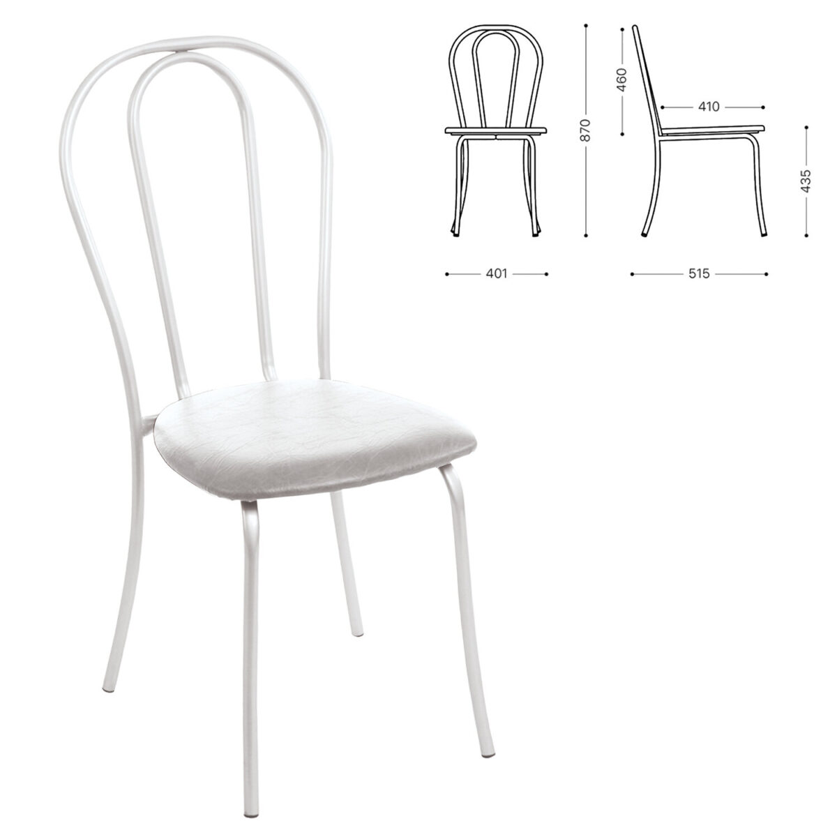 Стул для столовых, кафе, дома "Вереск", белый каркас, кожзам светло-серый, СМ7/6-05 К-05 — изображение 1